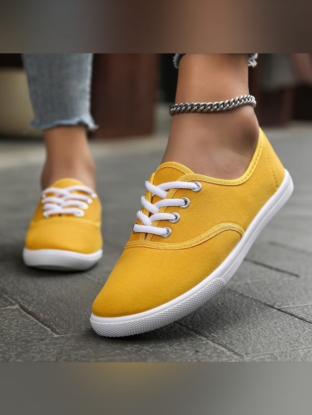 Women’s Casual Canvas Sneakers - Yellow